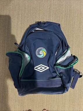 Vintage cosmos soccer Umbro Navy and Green Accent Men's Backpack
